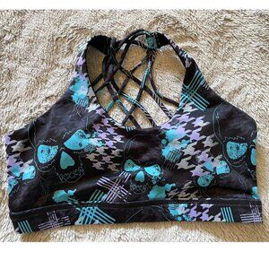 CVG "Celestial Abstract Skull" Butterfly Back Sports Bra (M)
